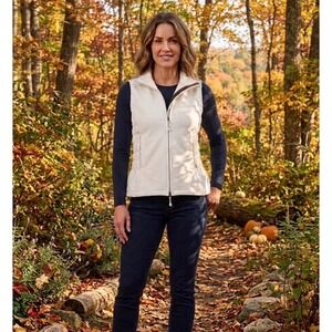 Fjall Women Cream White Softshell Fleece Lined Smocked Side Full Zip Vest XS